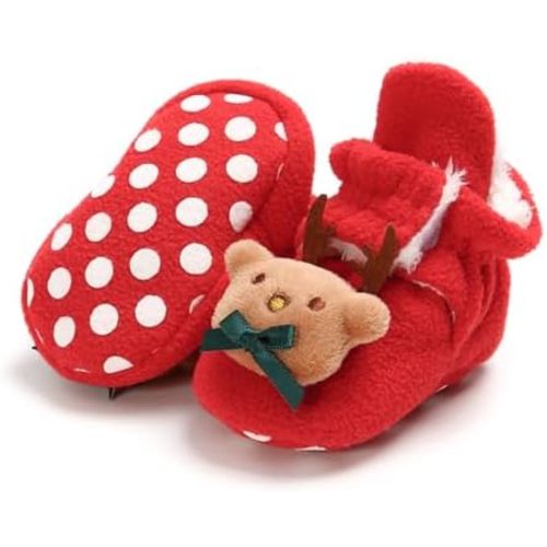 GDSDYM Baby Booties Cozy Fleece Slippers Soft Baby Shoes With Gripper Soles, Winter Warm Infant Newborn Crib Sock Shoes First Walkers