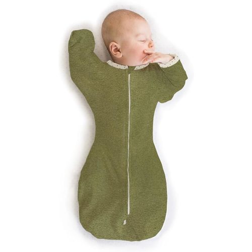 SwaddleDesigns Transitional Swaddle Sack, Arms Up Half-Length Sleeves & Mitten Cuffs, Swaddle for Newborn Transition to Baby Sleep Sack Wearable Blanket, 3-6 Month, 14-21 lb, Heathered Green Turtle