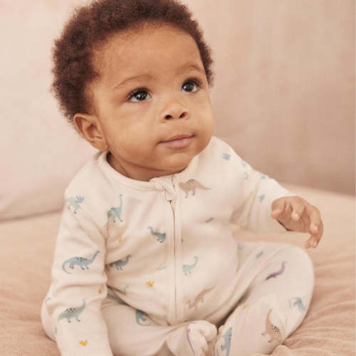 Dino Print Clever Zip Baby Pajamas dino / Newborn