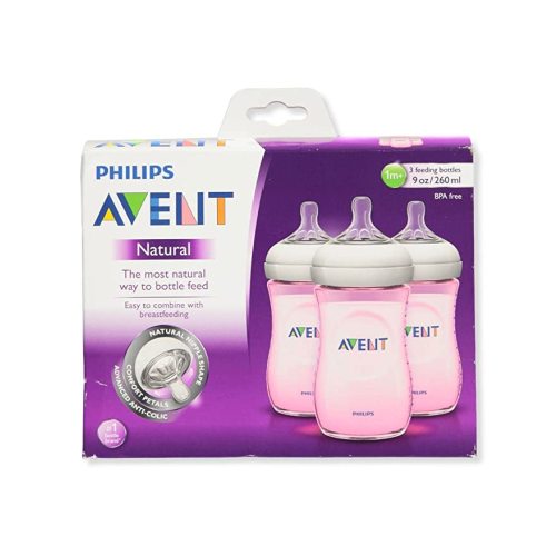 Philips Avent Natural PP Pink 9-Ounce Baby Bottles (Pack of 3)