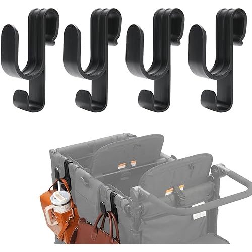 Stroller Hooks for Wonderfold Wagon W2 & W4, Double-Layer Multipurpose Side Hook for Balance Bikes & Bags, Space-Saving Wonderfold Wagon Accessories, 88lbs Load Capacity (4PCS)