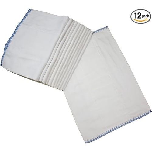 OsoCozy - Prefold Cloth Diapers (1 Dz) - Soft, Absorbent Durable Diaper Service Quality Prefolds. 100% Cotton - 12"x16", Fits 7-15 Lbs. - (Infant 4x6x4)