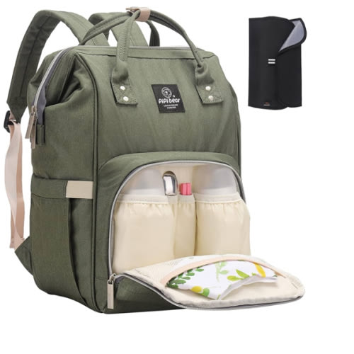 Pipi bear Nappy Changing Bag, Multi-functional Waterproof Travel Diaper Bag Backpack with Changing Pad (Olive Green) : Amazon.com.au: Baby