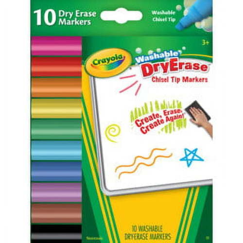 Crayola Washable Dry Erase Markers, Wedge Tip Markers, School Supplies, 10 Count, Gifts for Kids