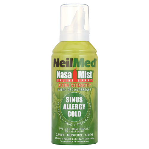 NeilMed NasaMist Hypertonic Saline Spray, Extra Strength for Allergy, Sinus, and Cold Relief, 4.5 oz