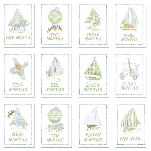 Baby Milestone Cards: Menagerie Blue Set (Limited Time Restock)