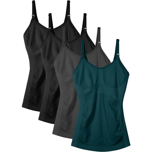 Women's Maternity Nursing Tank Tops with Built in Bra for Breastfeeding Shirt 4Pack