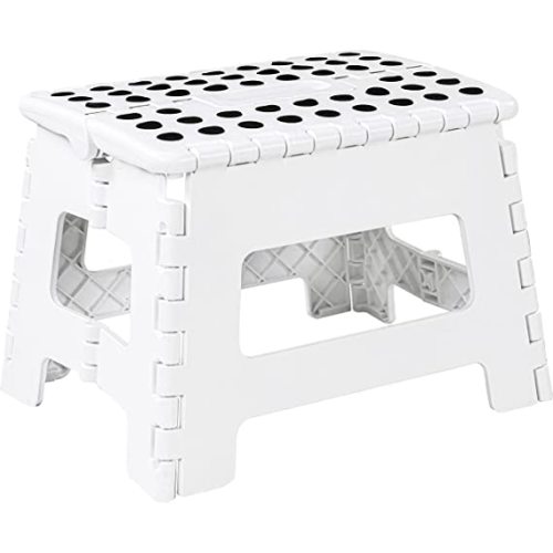 Utopia Home Foldable Step Stool for Kids - 11 Inches Wide and 8 Inches Tall - Holds Up to 300 lbs - Lightweight Plastic Folding Step Stool for Kids, Kitchen, Bathroom & Living Room (White, 1)