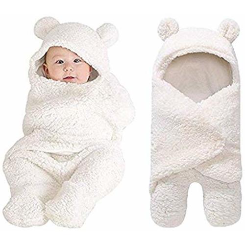 XMWEALTHY Cute Newborn Baby Boys Girls Blankets Plush Swaddle Blankets White