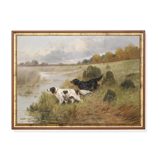 Printed and Shipped | Vintage Dogs Painting | Antique Art Print | Dogs in a Landscape | Dog Lover Gift | Animal Fine Art | Physical Prints