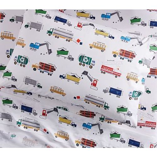 Organic Busy Trucks Sheet Set, Twin, Multi