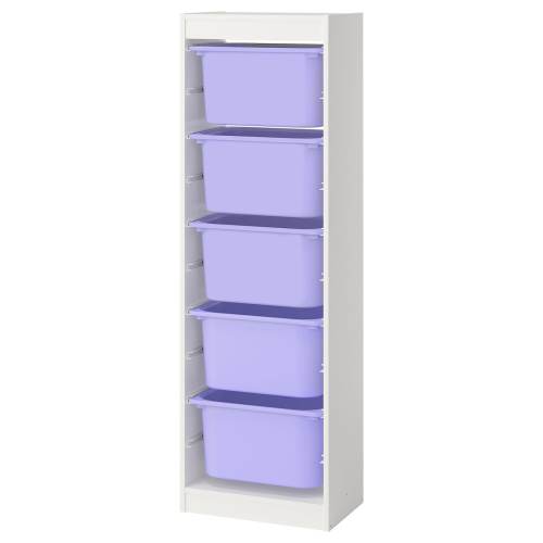 TROFAST Storage combination with boxes - white/lilac 18 1/8x11 3/4x57 1/8 "