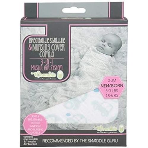 Woombie Swaddle - Muslin Air System - 3-in-1 Breathable Swaddle and Nursing Cover - Newborn (0-3 Months) (Cars)