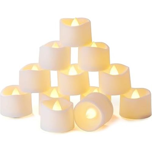 Homemory Timer Tea Lights Candles Battery Operated, 6H Timer Built-in, Auto On Daily, Flameless LED Tealight Votives for Table Centerpieces, Lantern, Holiday Decor, Warm Lamp, No Remote, 12-Pack