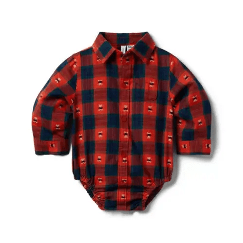 Newborn Bradbury Red Tartan Baby Bear Tartan Bodysuit by Janie and Jack