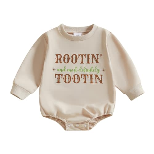 SAYOO Western Baby Boy Girl Clothes My First Rodeo Bubble Romper Sweatshirt Bodysuit Newborn Funny Cowboy Cowgirl Clothes