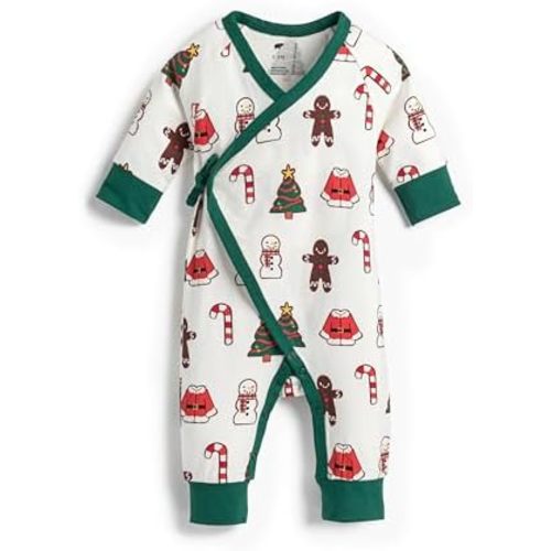 monica + andy Kimono Tie Long Sleeve One Piece, 100% Organic Baby Clothes for Girls & Boys, Preemie, Newborn & Infant