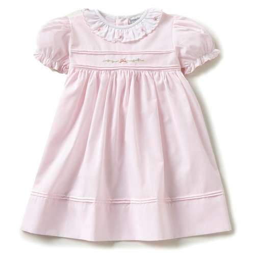 Friedknit Creations Baby Girls 12-24 Months Ruffled Scallop Rose Embroidered Smocked Dress