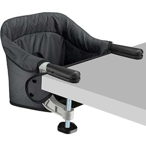 Hook On Chair, Safe and High Load Design, Fold-Flat Storage and Tight Fixing Clip on Table High Chair, Removable Seat Cushion, Attach to Fast Table Chair (Black)