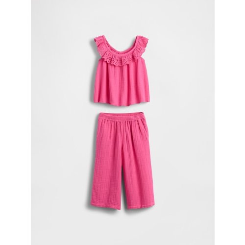 Baby & Toddler Gauze Eyelet Ruffle Outfit Set