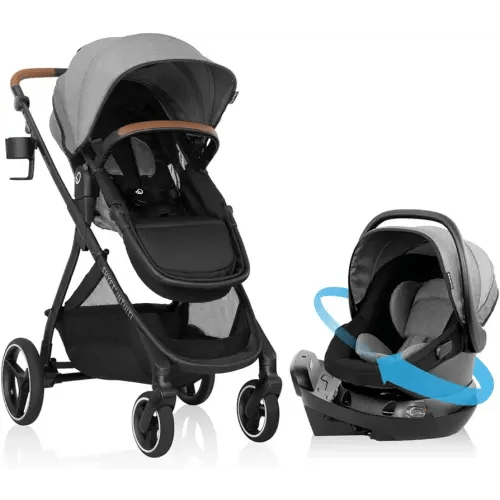 Evenflo Shyft Intuiti Travel System with Revolve180 LiteMax™ NXT Rotating Rear-Facing Lightweight Preemie and Infant Car Seat 3-30 lbs. (Fossil Gray)