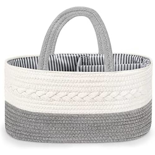 Diaper Caddy Organizer for Baby Boy- Cotton Rope for Changing Table, Nursery Storage, Newborn Baby Must Have Items，Changing Table Car Travel Baby Shower Gifts (10 * 15.4 * 7in)