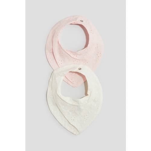 2-PACK EYELET-EMBROIDERED BIBS