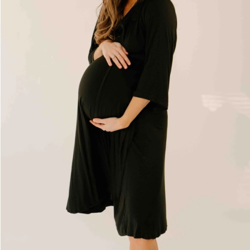 Lila Labor & Postpartum Gown in Black
