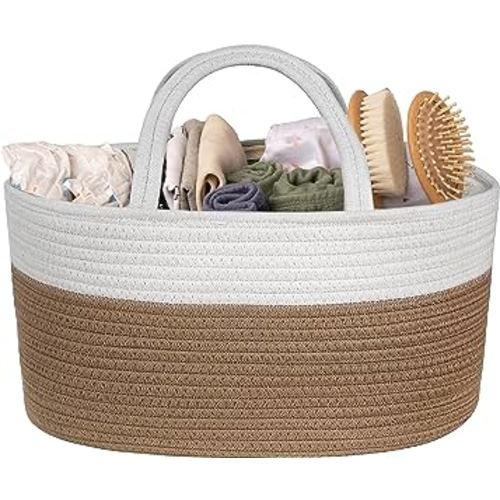 Natemia Baby Nappy Caddy Organizer - Large Portable Baby Caddy for Diapers and Wipes, Baby Basket for Newborn, Baby Storage Basket, Baby Baskets for Hampers, Gift Basket