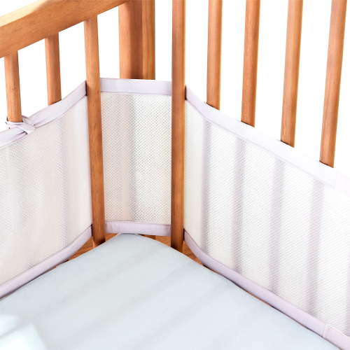 Parent's Choice Breathable Mesh Crib Liner for Full-Size Cribs Gray, Adjustable, Fits Four-Side Slatted or Solid Back