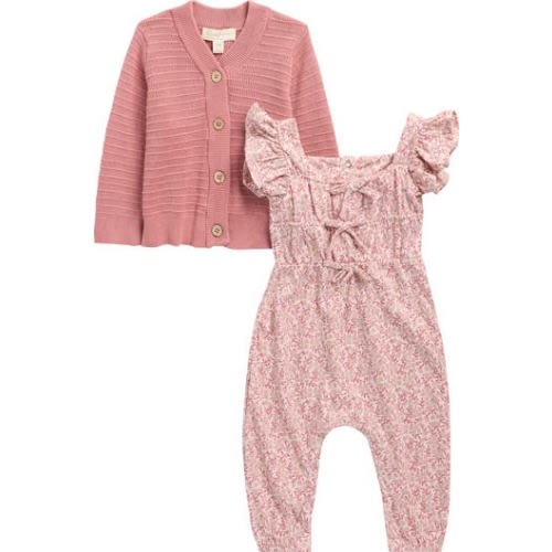 Buttoned Cardigan & Romper Set
