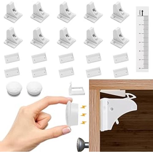 Cabinet Locks Children Proofing - Magnetic Baby proof cabinet drawers locks (10 Locks and 2 Keys)