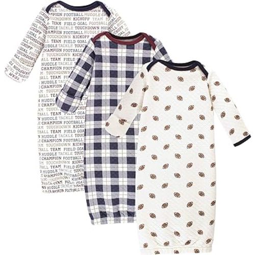 Hudson Baby Baby Girls' Quilted Cotton Gowns 3pk