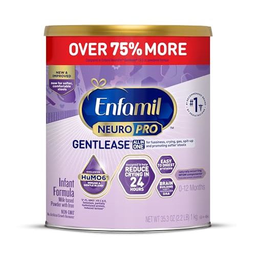 Enfamil NeuroPro Gentlease Baby Formula, Brain Building DHA, HuMO6 Immune Blend, Designed to Reduce Fussiness, Crying, Gas & Spit-up in 24 Hrs, Prebiotics to Promote Softer Stools, Baby Milk, 27.4 Oz