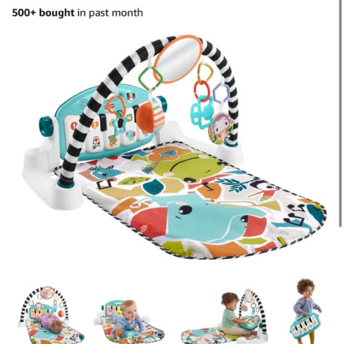Fisher-Price Baby Activity Mat Glow and Grow Kick & Play Piano Gym, Portable Musical Toy with Smart Stages Learning, Ages 0+ Months, Blue, Queens English Version : Amazon.com.au: Baby