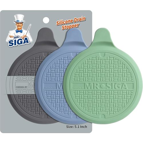 Silicone Bathtub Stopper, Drain Stopper for Shower, Sink, 5.1" Diameter, 3 Pack