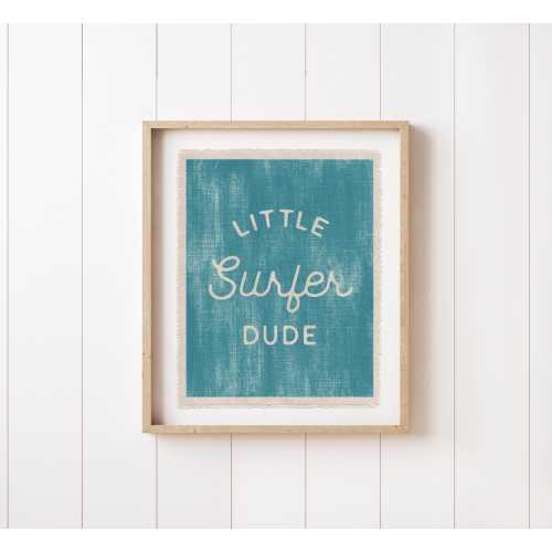 Beach Nursery Wall Art, Little Surfer Dude Canvas Poster, Surf Tapestry Flag, Coastal Decor Wall Banner