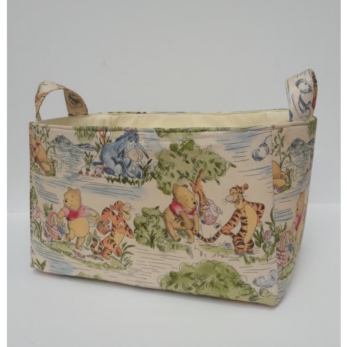 Winnie the pooh storage basket, fabric bin, diaper organizer caddy, Toy storage, baby shower gift