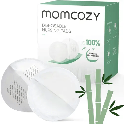 Momcozy Bamboo Fiber Disposable Nursing Pads, 100% Natural Materials and 100% Biodegradable, Skin Contacts Only Most Natural Materials, for Sensitive Skin, Individually Packaged(120 Count)