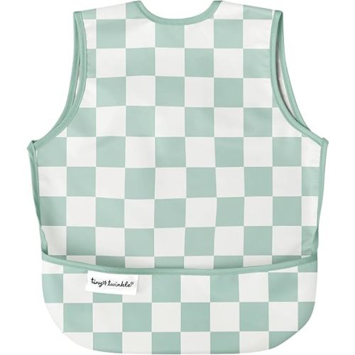 Tiny Twinkle Mess Proof Baby Bib - Waterproof Toddler and Baby Apron Bib - Machine Washable - PFAS and BPA Free