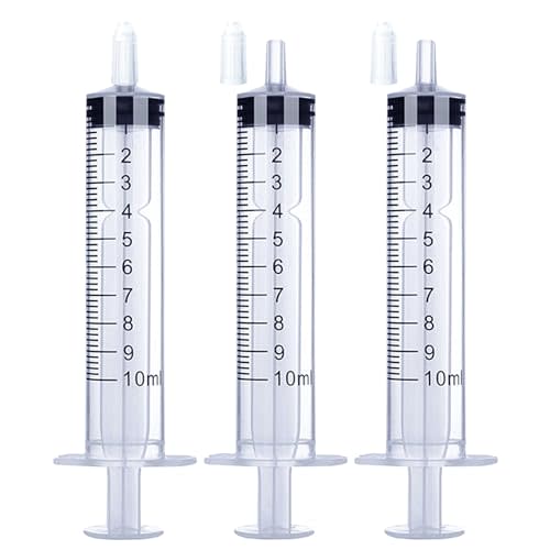10ml Syringe for Liquid, Oral, Scientific Labs, Measurement, Dispensing, with Cap- 3 Pack