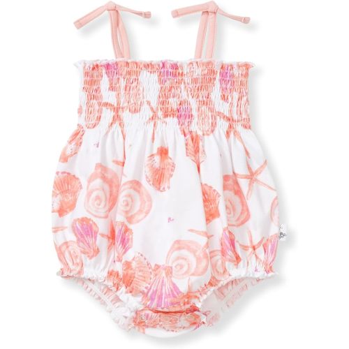Burt's Bees Baby Romper Jumpsuit, 100% Organic Cotton One-Piece Outfit Coverall - 6 Months - Swirly Seashells