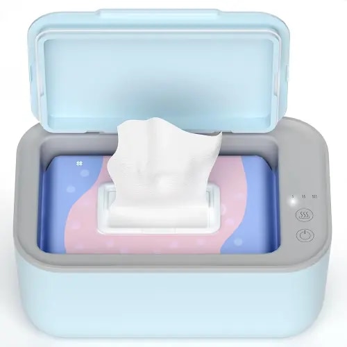 Wipe Warmer for Babies, Adult, Adjustable Temperature, Silent Heating, Large Wipe Holder with Constant Warmth –Blue