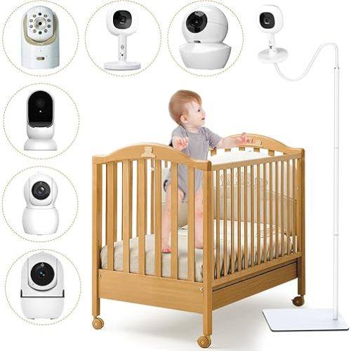 Baby Monitor Floor Stand Compatible with Infant Optics, Babysense, Nanit Pro, Owlet, Baby Ganibs, Bonoch, Adjustable Height from 37.4-68.8, Universal Baby Camera Stand Mount, Safety for Nursery