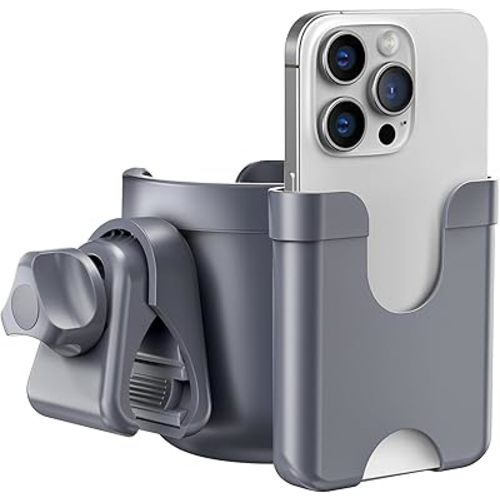 Guiseapue Cup Holder for Walker: Stroller Cup Holder Attachment with Phone Holder, Wheelchair/Stroller Accessories for Uppababy, Nuna, Doona, Rollator, Bike, Scooter, Baby Travel Essential