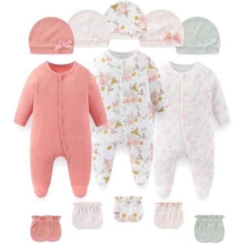 falianni Unisex Baby Clothing Set Footed Rompers Hats Gloves