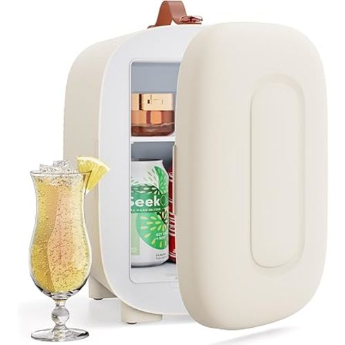 PERSONAL CHILLER 4L Mini Skincare Fridge with Handle, Cooler Mini Fridge, Portable Fridge for Makeup, Skincare, Snacks, Bedroom Vanity