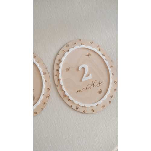 Baby Girl Monthly Milestones Sign: Interchangeable Pointelle Photo Prop for First Year