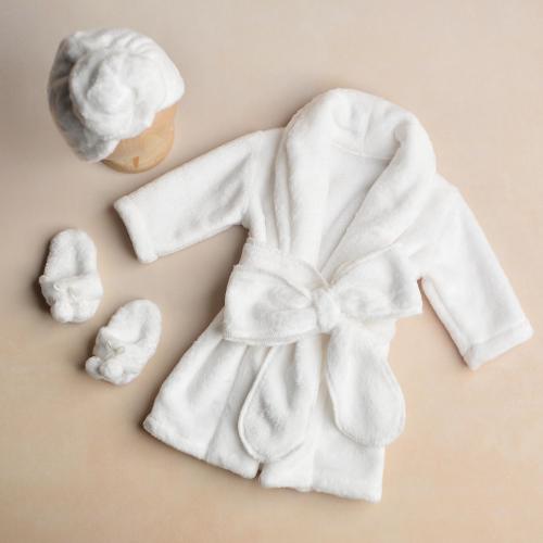 Baby Bathrobe Outfit, Newborn SPA Costume, White Slippers, Soft Towel, Boy and Girl Photo Props, Infant Sauna Set, Unique Baby Shower Gift