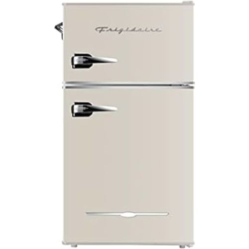 Frigidaire EFR840-Cream EFR840 Retro Mini Fridge with Freezer & Side Bottle Opener-Small 2 Door Refrigerator for Office Bar or College Dorm Room-3.1 Cu Ft (Cream)